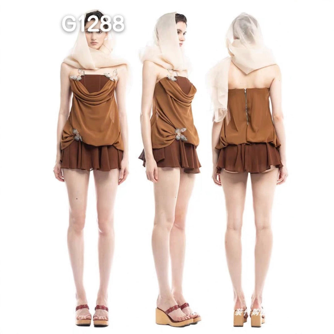 Damen Elegante Corsage-Bluse mit transparenten Ärmeln Drune