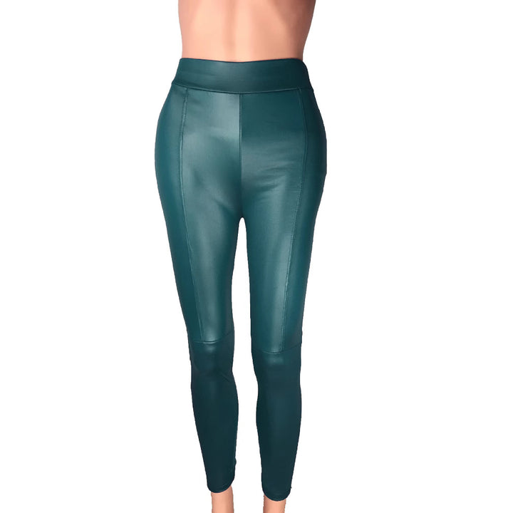 Damen Hochtaillierte Leggings aus hochwertigem Kunstleder mit nahtloser Verarbeitung Drune