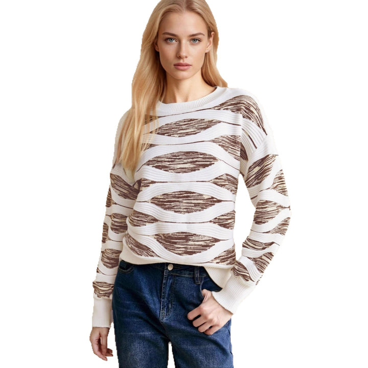 Damen modernes Strickoberteil mit wellenförmigem Muster und lässigem Schnitt Drune