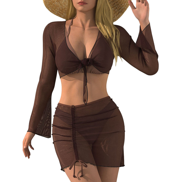 Damen Strand-Outfit mit transparenter Bluse Drune