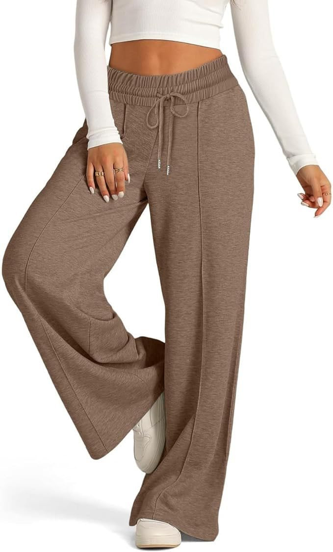 Damen lässige Palazzo-Hose mit elastischem Bund und Taschen Drune