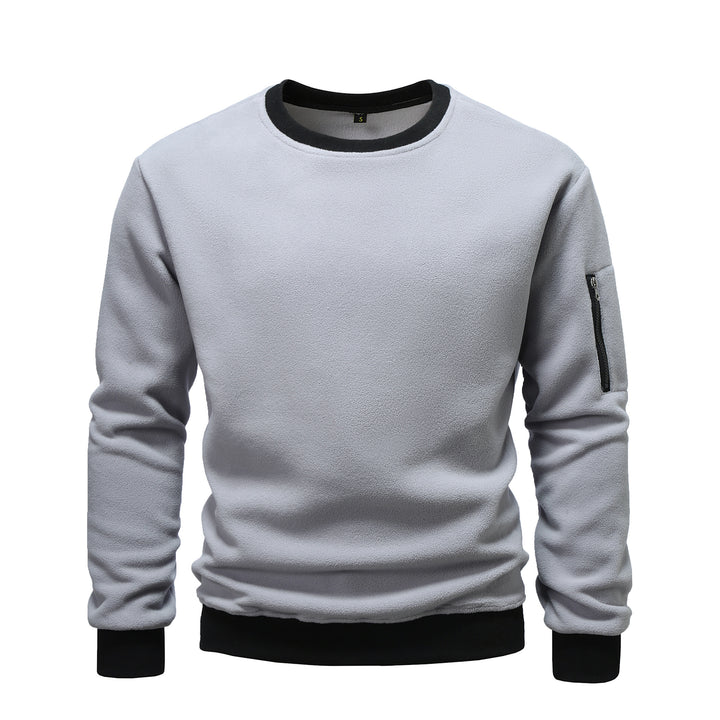Herren nan Fleece-Sweatshirt mit Rundhalsausschnitt und Ärmeltasche mit Reißverschluss Drune