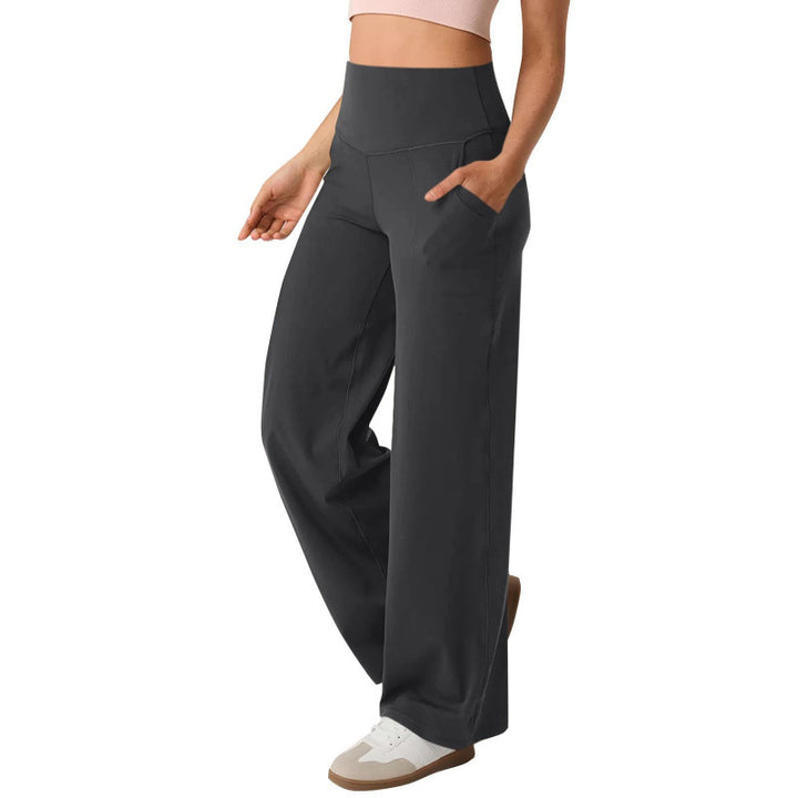 Damen weite High-Waist Freizeithose mit praktischen Taschen Drune