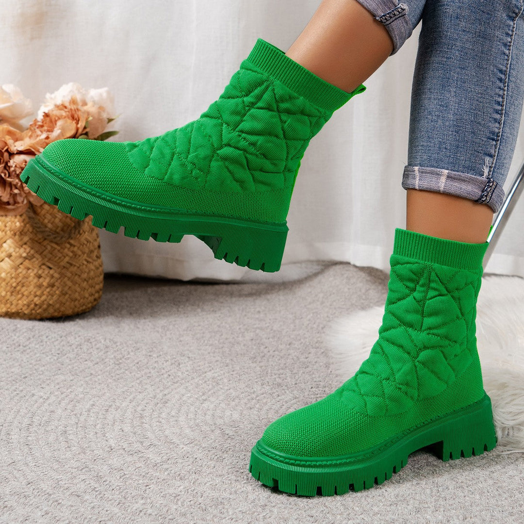 Damen Modische Stiefel mit strukturiertem Obermaterial und rutschfester Profilsohle Drune