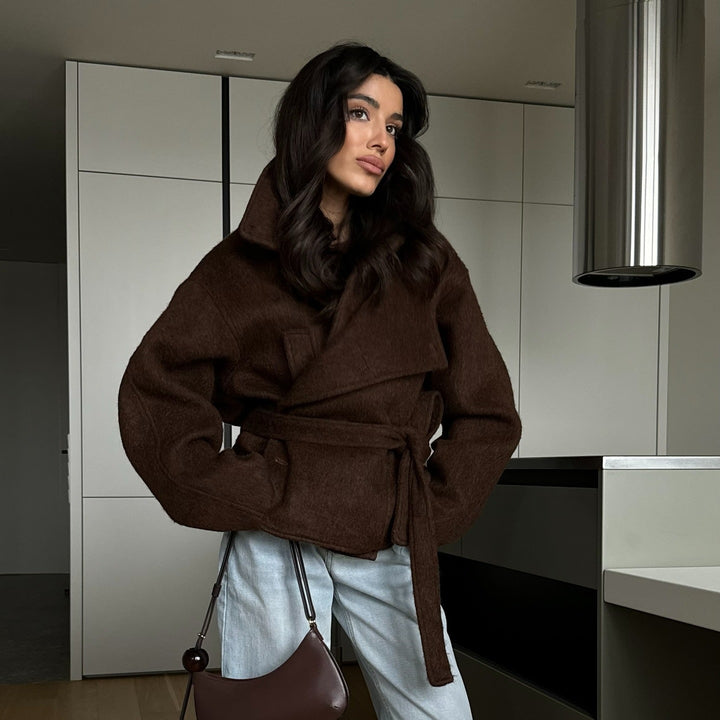 Damen Modische und warme Wickeljacke Drune