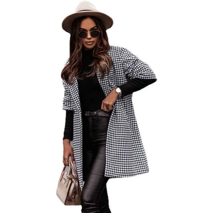 Damen Oversized Karomantel Drune