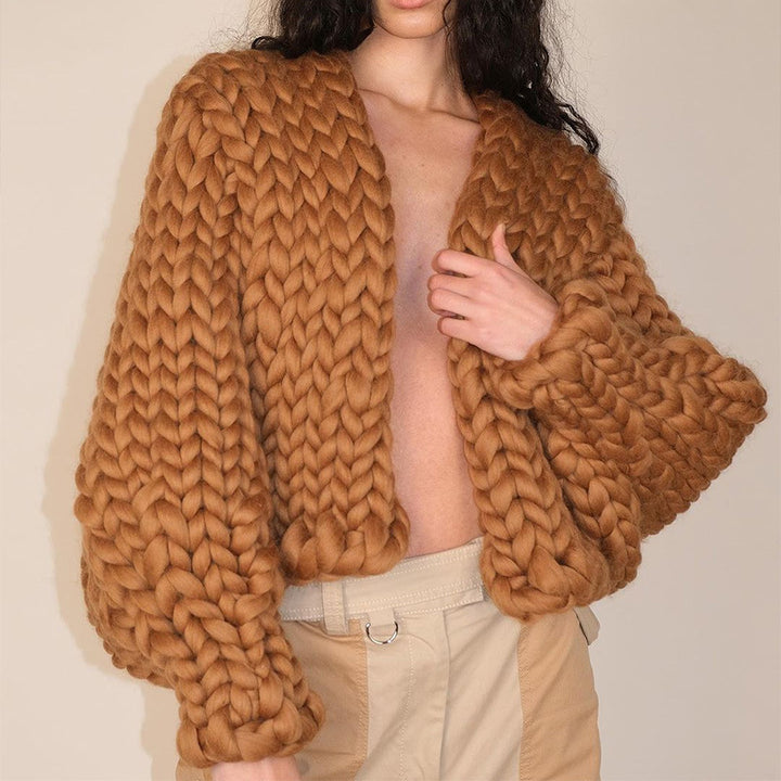 Damen Oversize Strickjacke mit voluminösen Ärmeln Drune