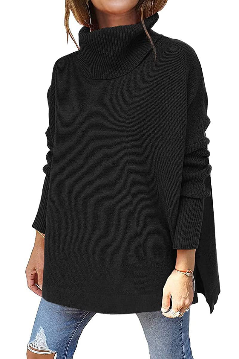 Damen oversize Rollkragenpullover mit strukturiertem Strickdesign Drune