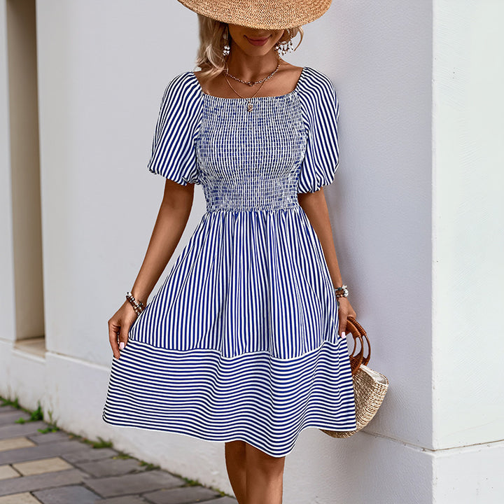 Damen Freizeitkleid mit gerafftem Oberteil und voluminösen Ärmeln Drune