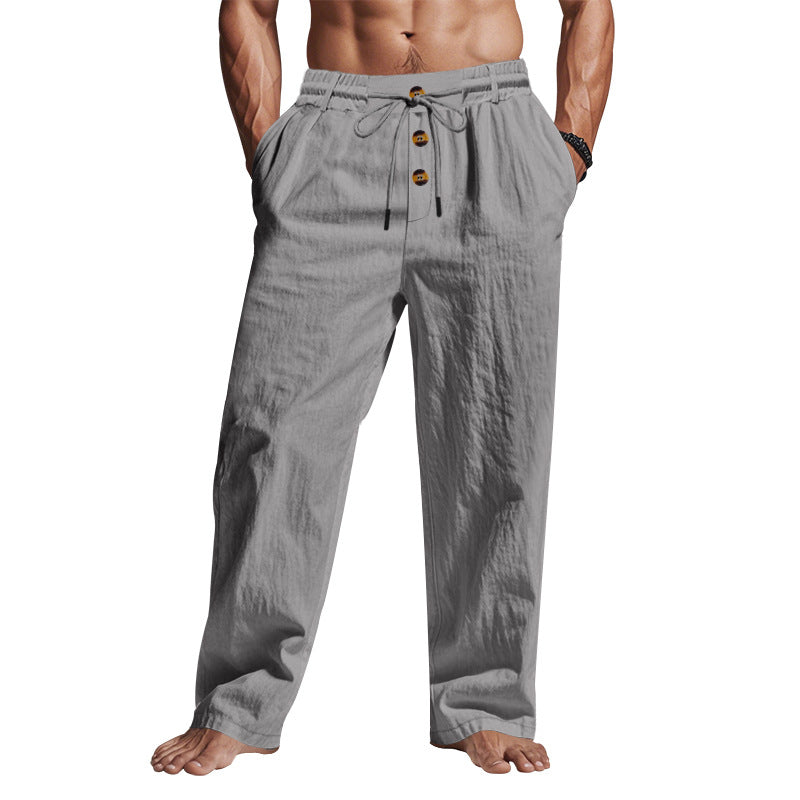 Herren lässige Freizeithose mit verstellbarem Kordelzug und praktischen Seitentaschen Drune