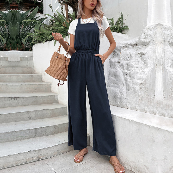Damen modischer Jumpsuit mit weitem Schnitt und elastischem Bund Drune