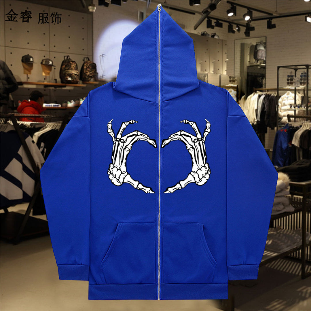 Damen Kapuzenjacke mit auffälligem Skelettmotiv Drune