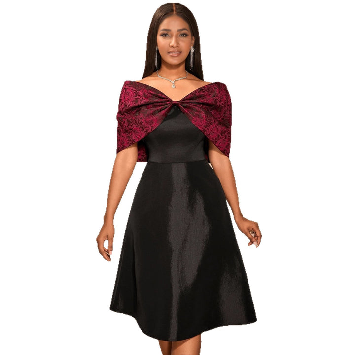Damen elegantes Cocktailkleid mit modischem Schulterdesign Drune