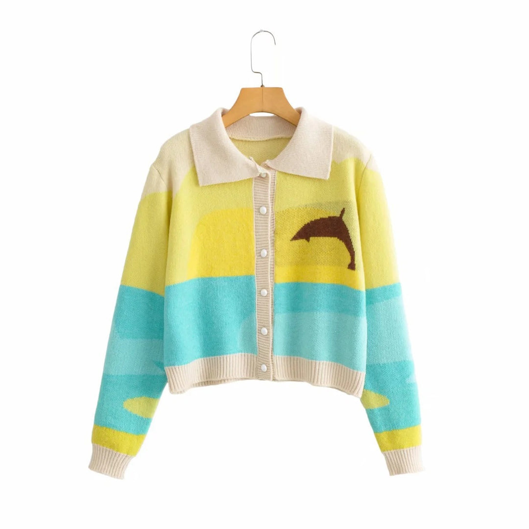 Damen Strickjacke mit verspieltem Motiv und modernem Farbverlauf Drune