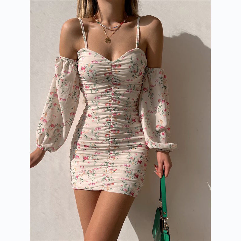 Damen Kurzarmkleid mit verspielten Rüschendetails und schulterfreiem Schnitt Drune