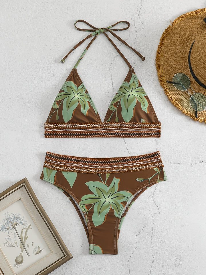 Damen Triangel-Bikini mit floralem Muster und komfortablem Tragekomfort Drune