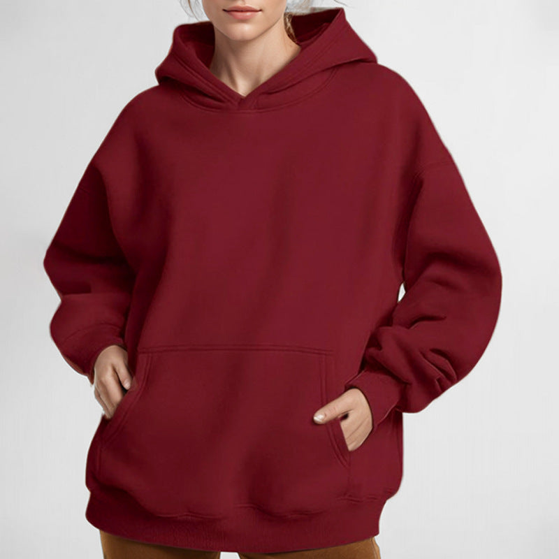 Damen nan Oversize-Kapuzenpullover mit ballonärmeln, herausgehobener Kängurutasche und weich angerauter Innenseite Drune