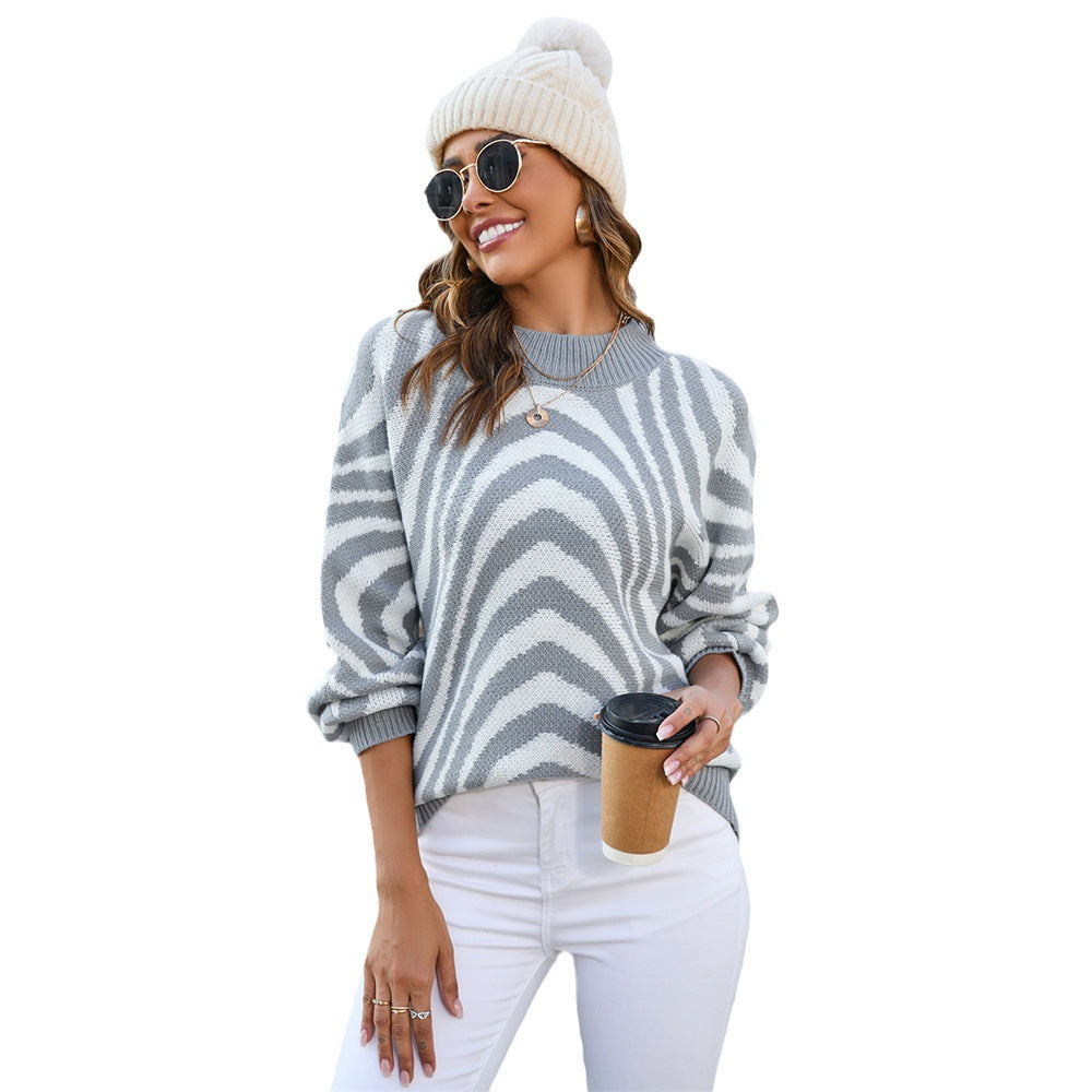 Damen eleganter Pullover mit einzigartigem Wellenmuster Drune