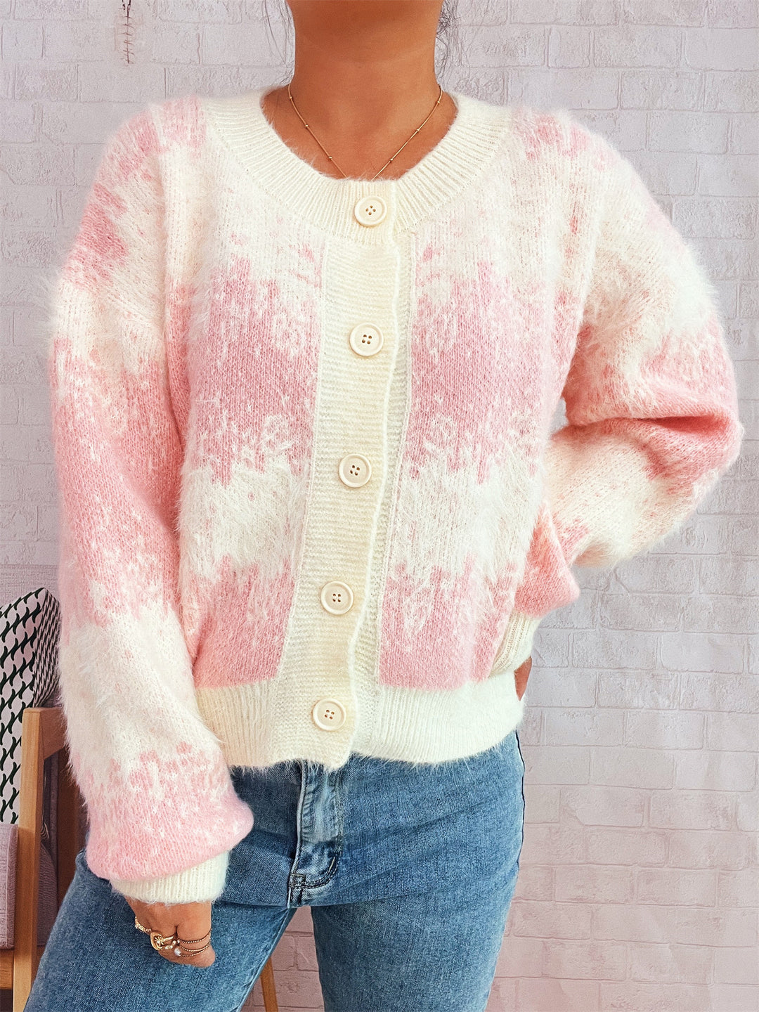 Damen Strickjacke mit farbenfrohem Muster Drune