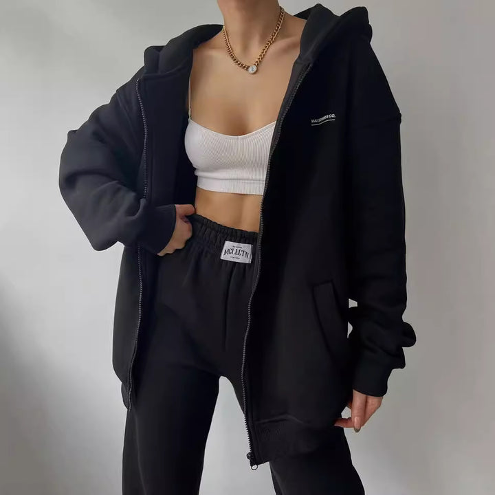 Damen lässiger Oversized Hoodie mit durchgehendem Reißverschluss und praktischen Kängurutaschen Drune