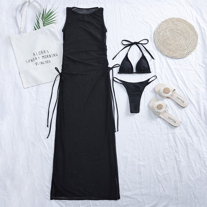 Damen Lässiges Strandkleid mit verstellbaren Riemen Drune