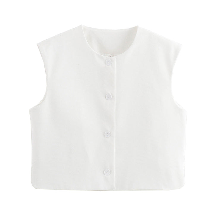 Damen elegante ärmellose Weste mit Knopfdetails Drune
