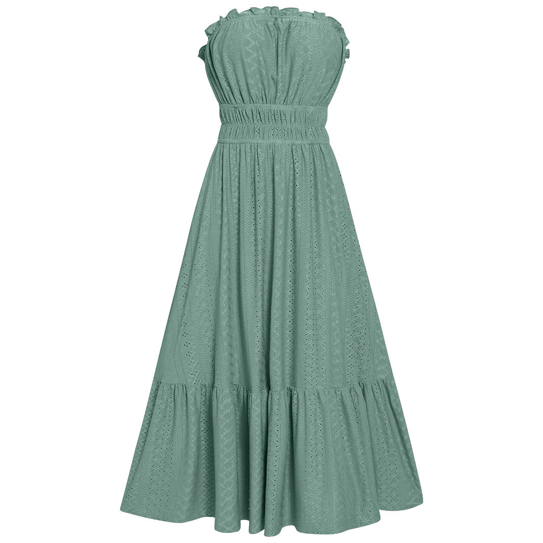 Damen Sommerliches Bandeau-Kleid mit Rüschendetails und gehäkeltem Stoff Drune