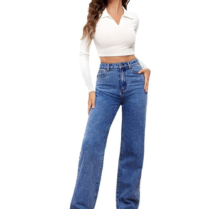 Damen Weitgeschnittene Hochbundjeans Drune