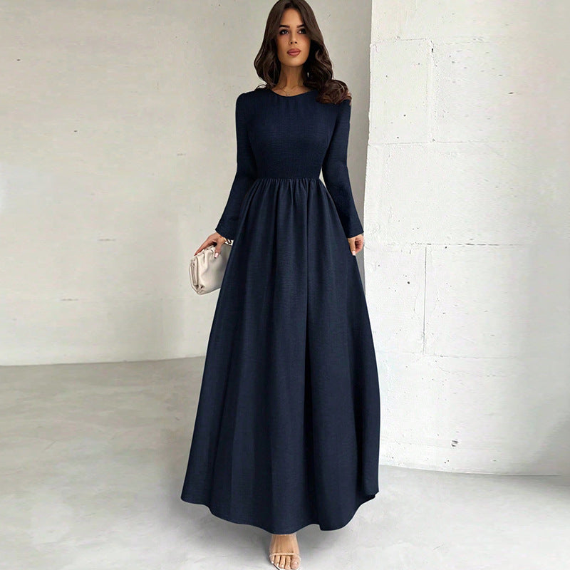 Damen Elegantes Maxikleid mit schmalem Schnitt und langen Ärmeln Drune