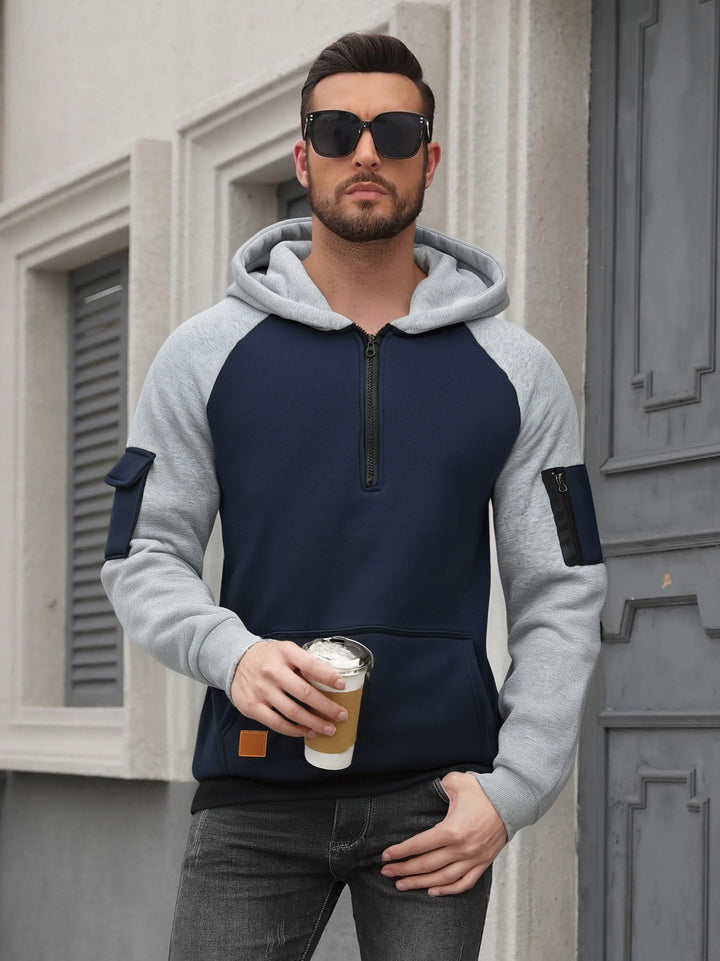 Herren Modischer Kapuzenpullover mit praktischen Reißverschluss-Details und sportlichem Schnitt Drune