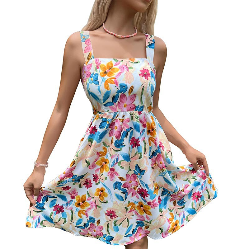 Damen Sommerkleid mit floralem Druck und femininer Silhouette Drune