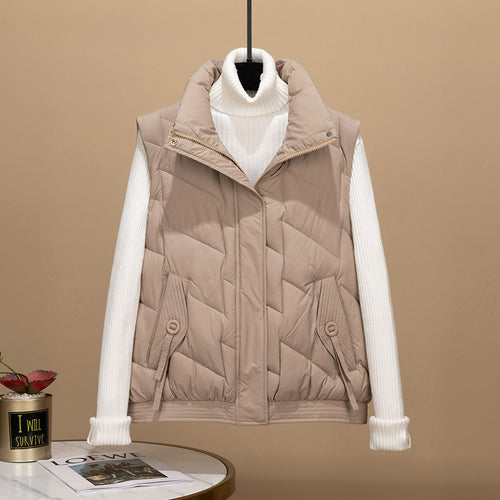 Damen Modische und funktionale Steppjacke mit hohem Kragen und Taschen Drune
