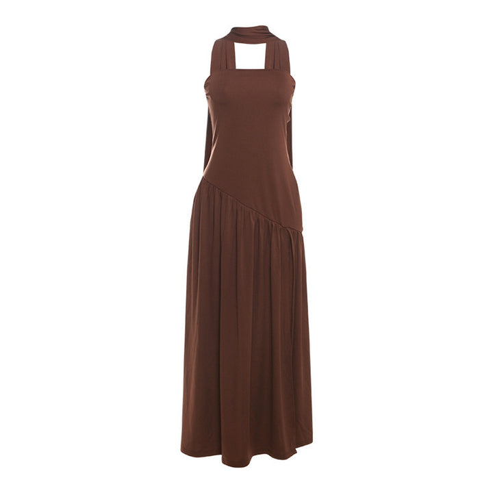 Damen Elegantes Maxikleid mit schulterfreier Silhouette und raffiniertem Schlitz Drune