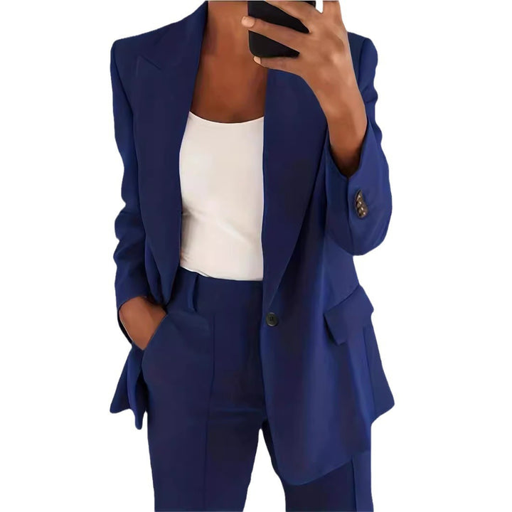 Damen nan taillierter Blazer-Hosen Businessanzug aus Stretchstoff Drune