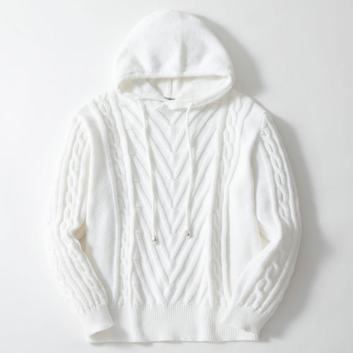Herren Kapuzenpullover mit strukturiertem Zopfmuster und elastischem Bund Drune