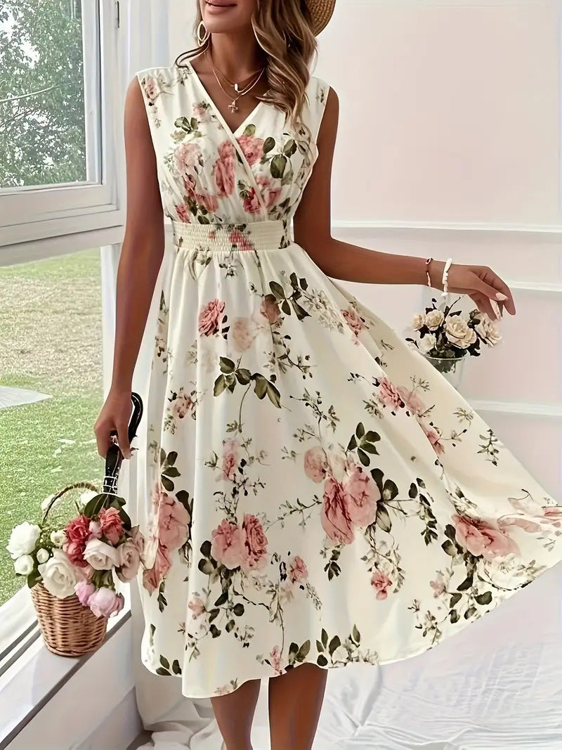 Damen Verspieltes A-Linien Kleid mit floralen Details Drune