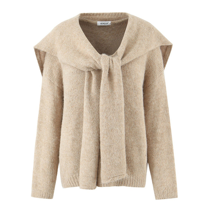 Damen trendiger Strickpullover mit weitem Kragen und lässigem Schnitt Drune