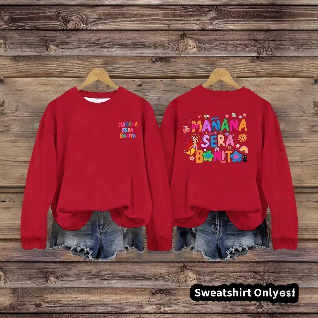 Damen Sweatshirt mit Verspielt Farbigen Aufdruck und Lässigem Schnitt Drune