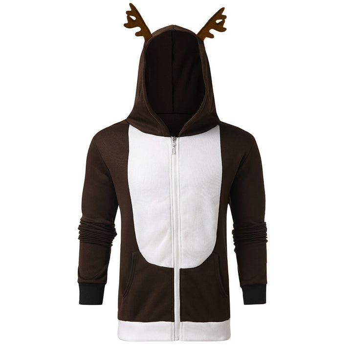 Damen Kapuzenpullover mit Rentieraugen und Kängurutasche Drune