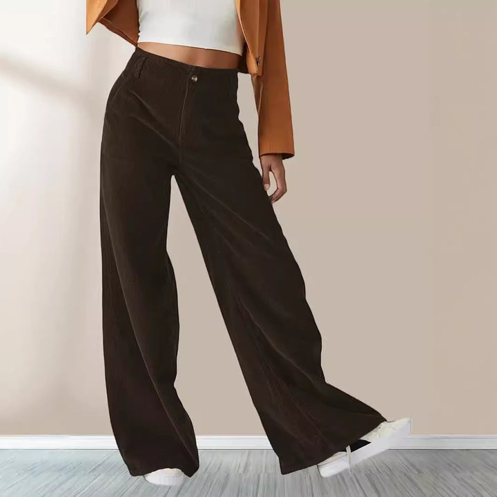 Damen Weit geschnittene Stoffhose mit hohem Bund und praktischen Taschen Drune