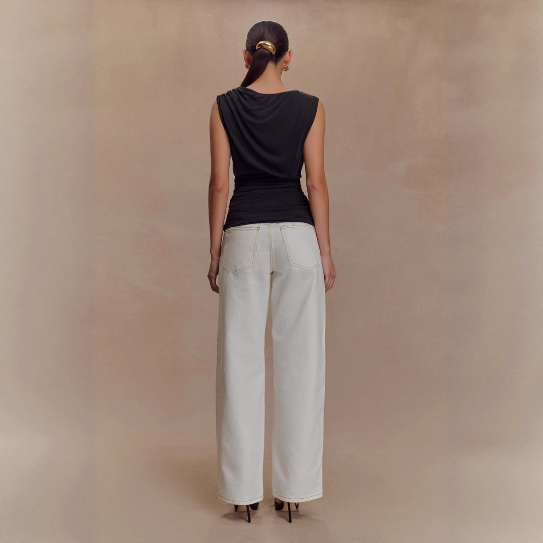 Damen figurbetontes Oberteil mit raffiniertem Drapierungsdesign Drune