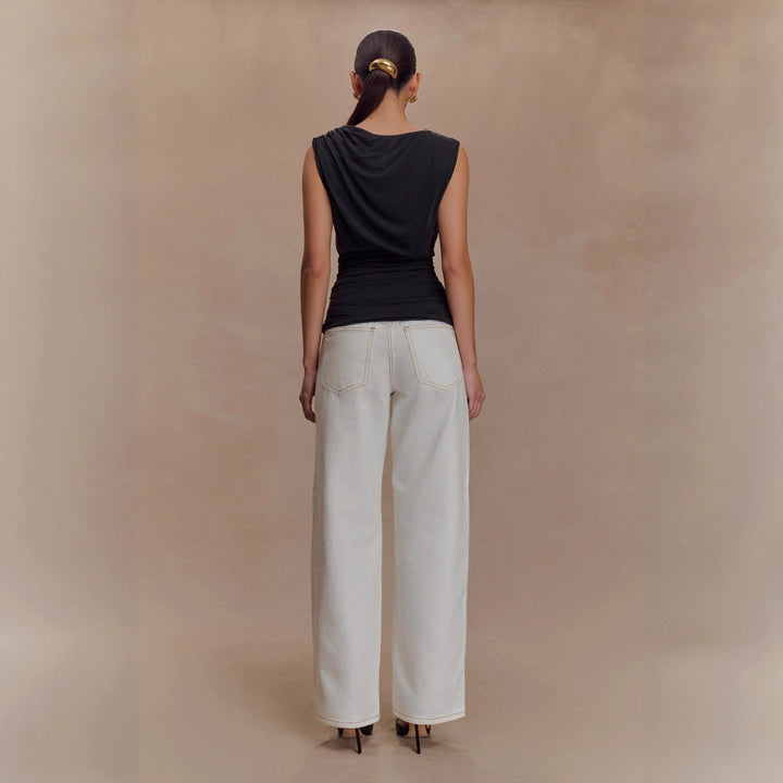 Damen figurbetontes Oberteil mit raffiniertem Drapierungsdesign Drune