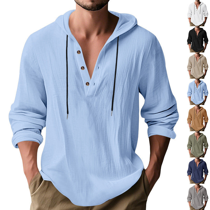 Herren Kapuzenshirt mit Knopfleiste und lässigem Schnitt Drune