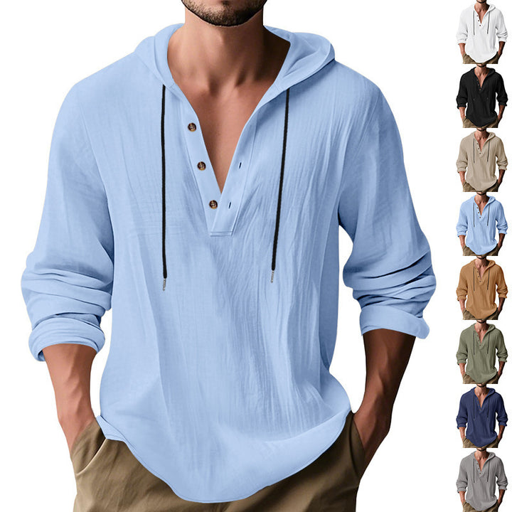 Herren Kapuzenshirt mit Knopfleiste und lässigem Schnitt Drune