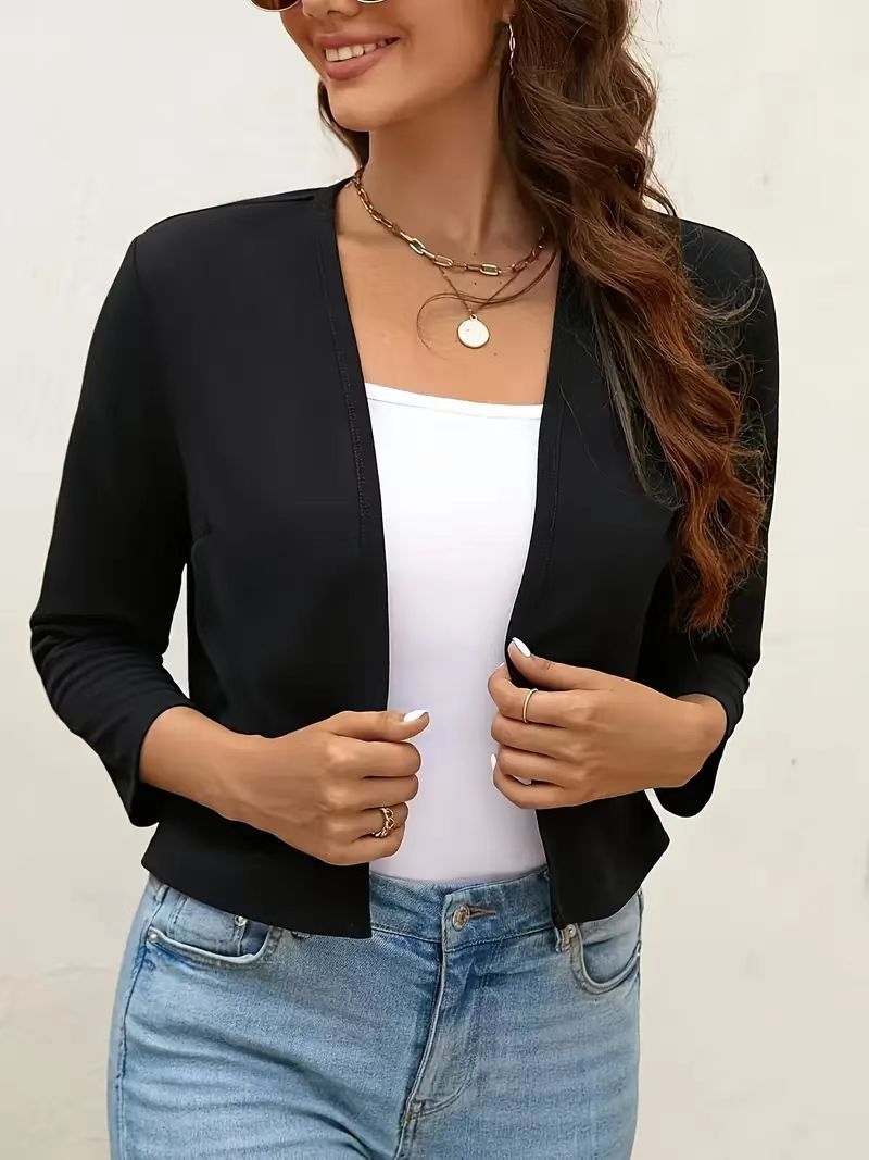 Damen Luftiger Cardigan mit offenem Frontdesign und ¾-Ärmeln Drune
