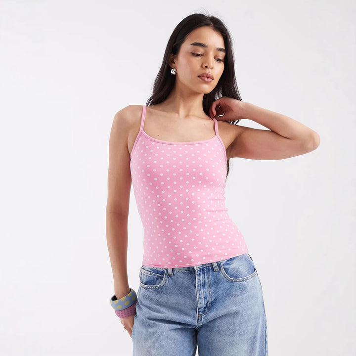 Damen Spaghettiträgertop mit Polka-Dots Drune
