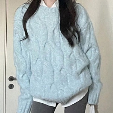 Damen Grobstrickpullover mit strukturiertem Zopfmuster und lässigem Schnitt Drune