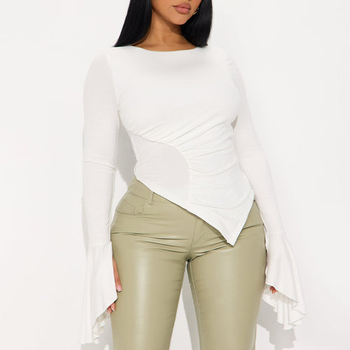 Damen asymmetrisches Shirt mit eleganten Volants Drune