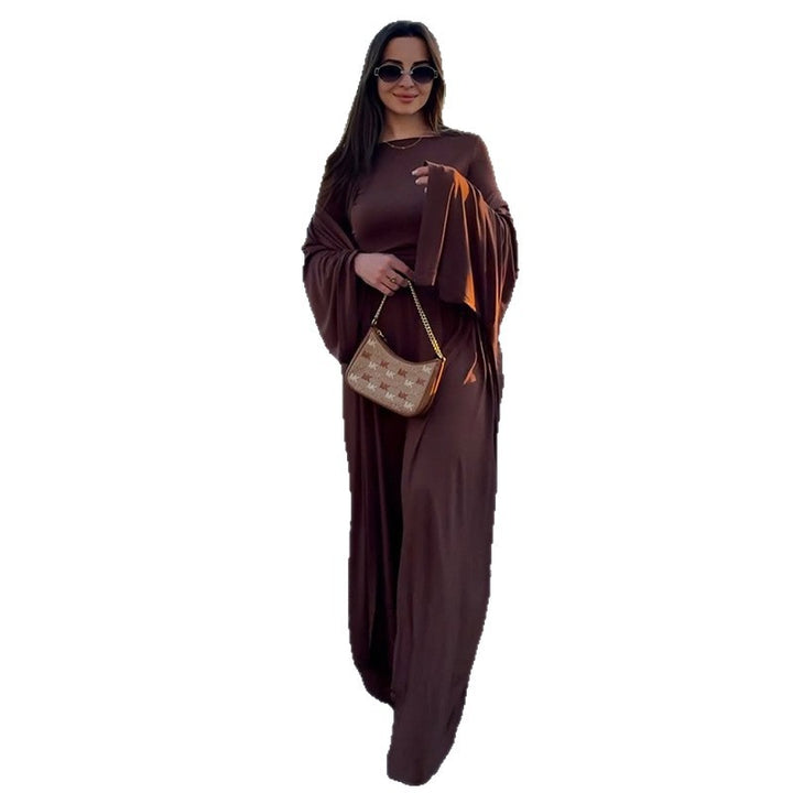 Damen eleganter Maxikleid mit voluminösen Ärmeln Drune