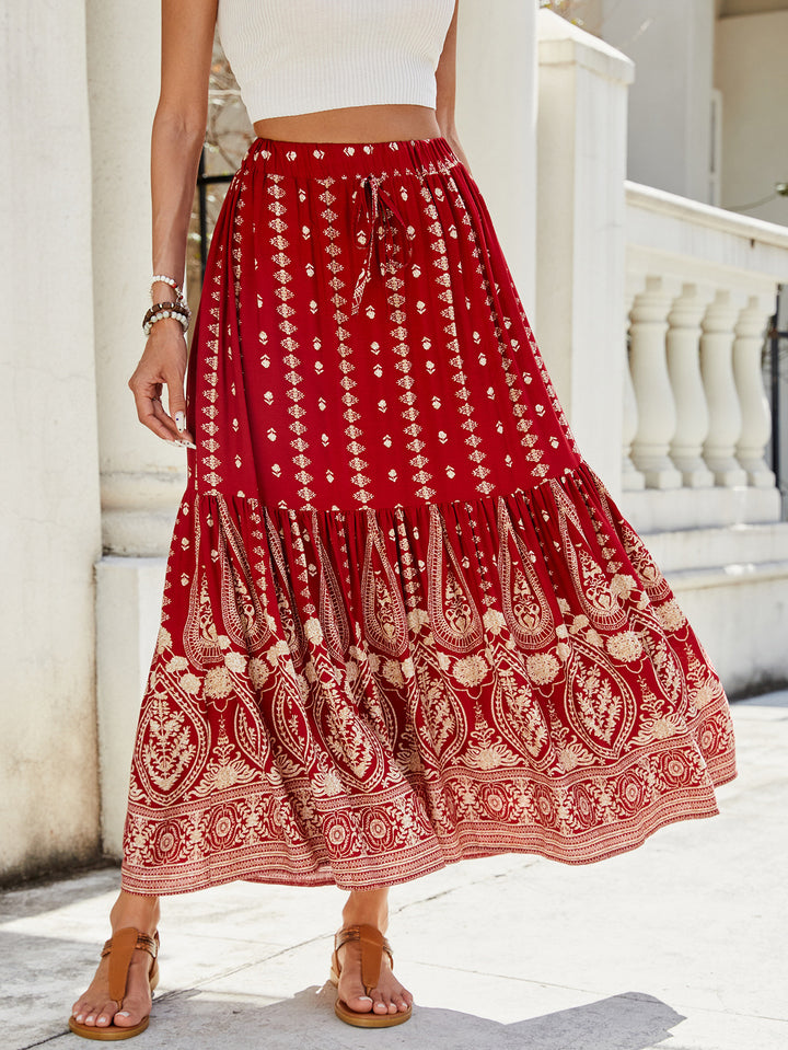 Damen weite Boho-Rock mit verzierten Volants Drune
